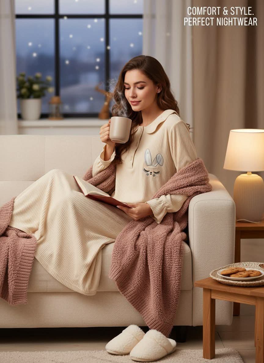 قميص نوم مخمل ناعم