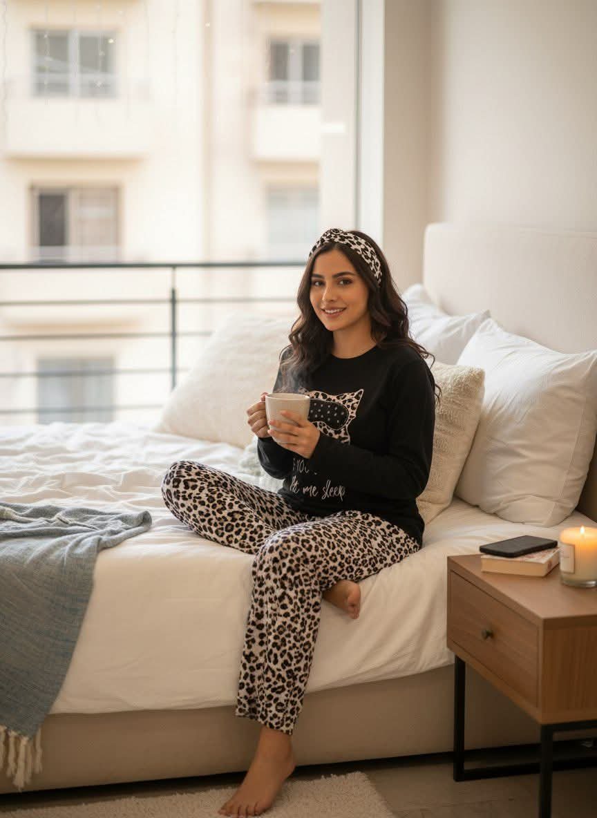 بيجاما مخمل بثلاث قطع