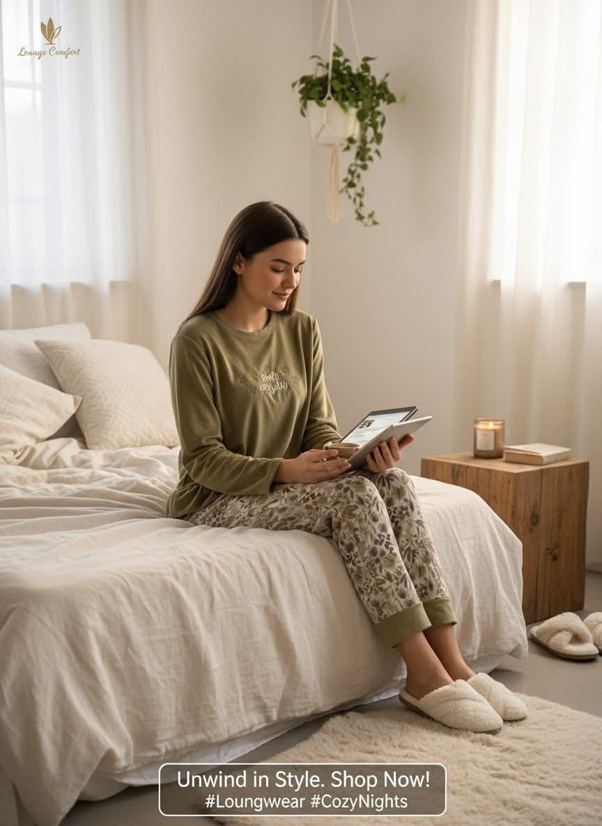 بيجاما مخمل بثلاث قطع