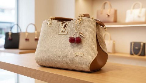 حقيبة مع ميدلية الكرزة